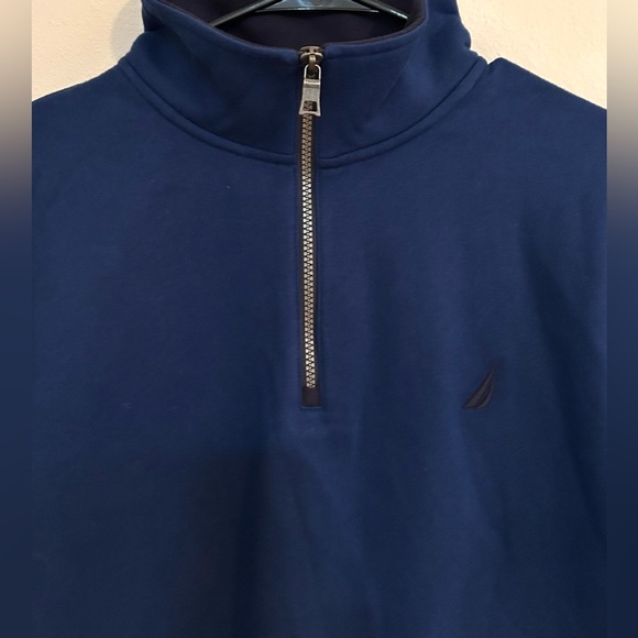 NWT Nautica Navy Pullover Sweatshirt With Zipper Men’s Large - Picture 7 of 12